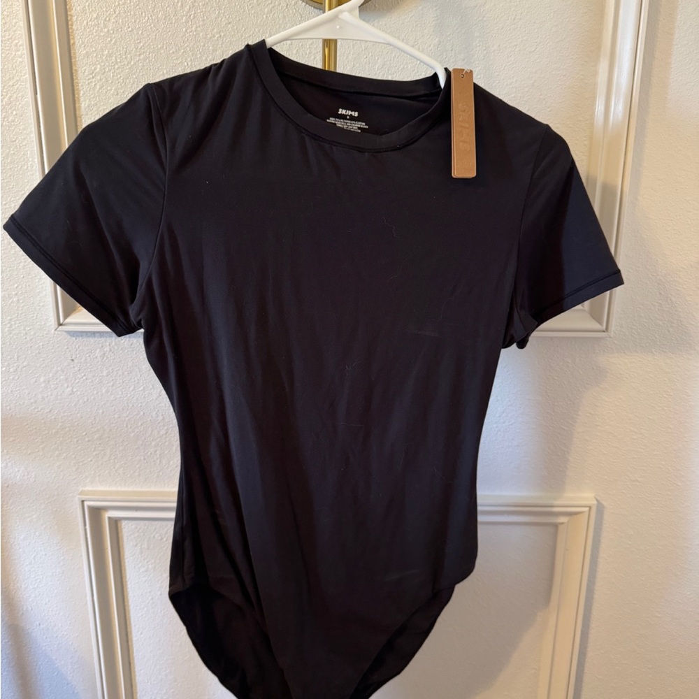 SKIMS Black Short Sleeve Bodysuit